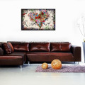 Vintage Abstract Art for Living Room/love Heart Decor Pictures/doodle Canvas Painting